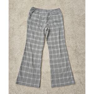 New York & Company Stretch Slacks Women Plaid Dress Pants 12 Average Black White
